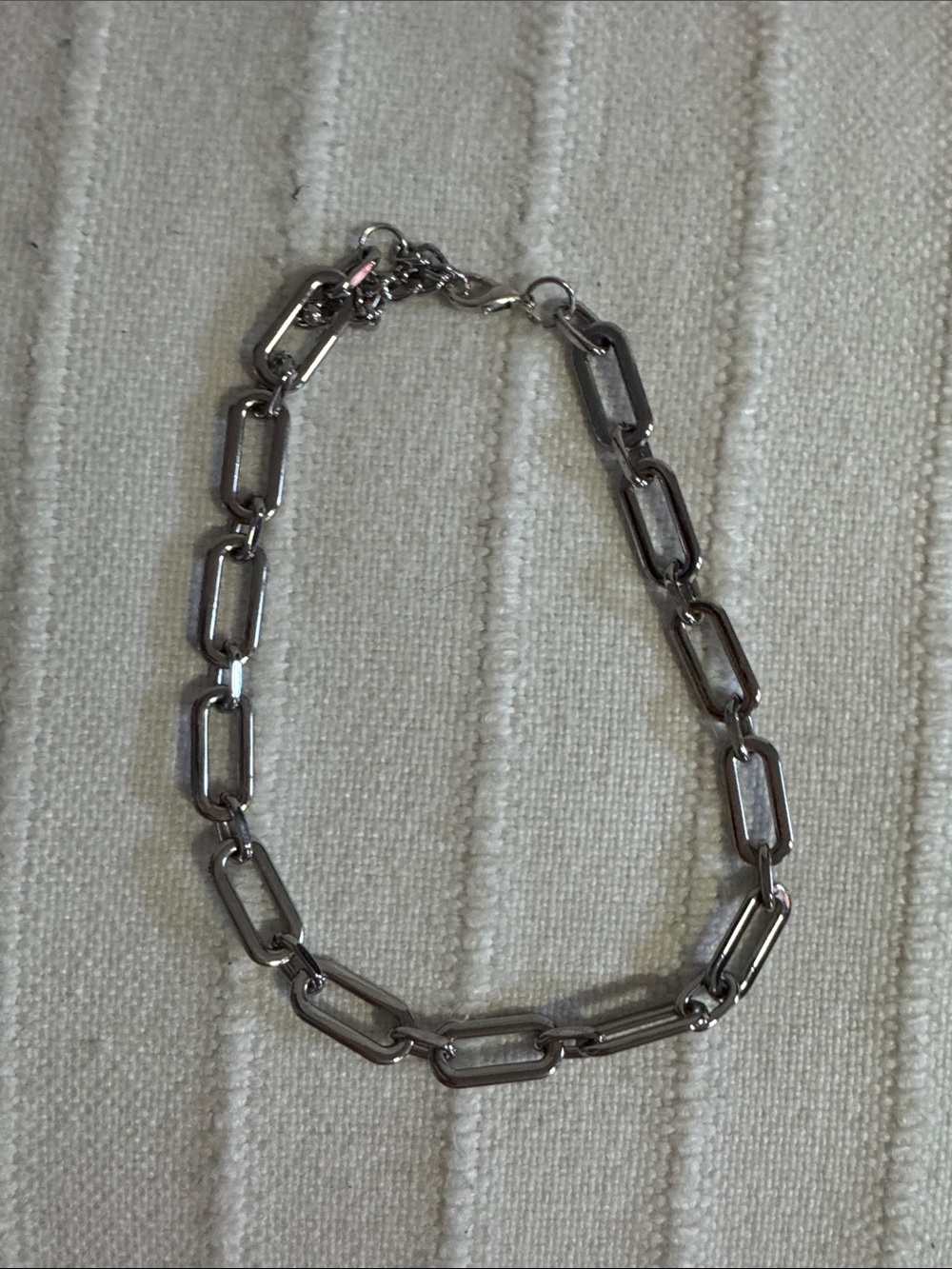 Polished Silver Rectangular Link Necklace